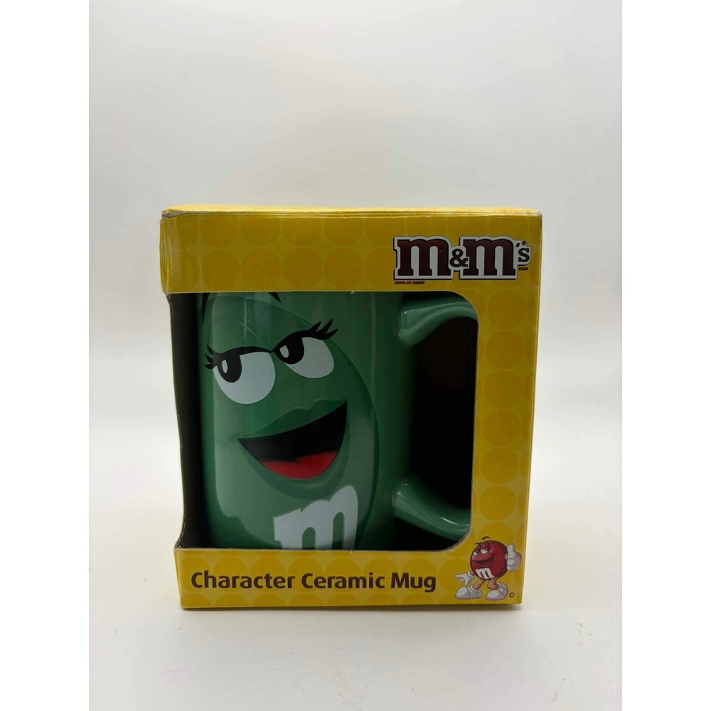 M&M's Green Character Ceramic Mug 2011 NIB Ms Green Coffee Cup Collectible